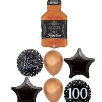 100th Birthday Whiskey Bottle Aged To Perfection Balloon Bouquet