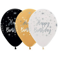 11 inch Happy Birthday Radiant Assortment Latex Balloons with Helium