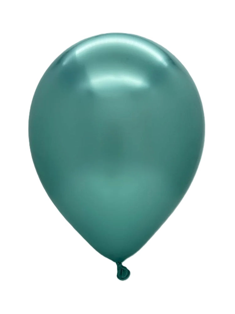 11 inch Kalisan Mirror Green Latex Balloons with Helium and Hi Float