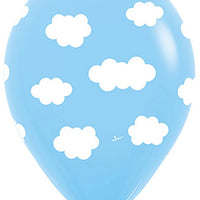 11 inch Clouds Pale Blue Balloon with Helium and Hi Float
