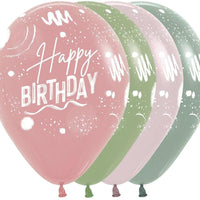 11 inch Pastel Dusk Happy Birthday Assortment Balloons with Helium Hi Float