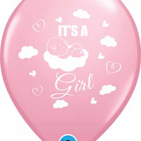 11 inch Baby Girl Clouds Pink Balloons with Helium