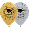11 inch Graduation Congrats Grad Metallic Gold Silver Balloons with Helium Hi-Float