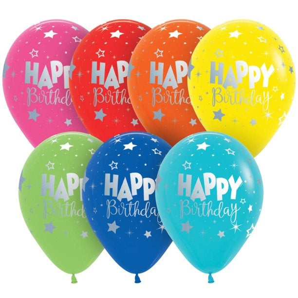 11 inch Happy Birthday Fantasy Assontment Balloons with Helium and Hi Float