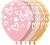 11 inch Sempertex Chalk Hearts Fashion Assortment with Helium Hi Float