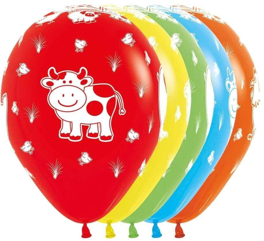 11 inch Sempertex Farm Animals Balloons with Helium and Hi Float