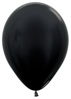 11 inch Sempertex Metallic Black Latex Balloons with Helium Hi Float