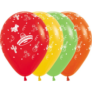 11 inch Mexican Fiesta Balloons with Helium and Hi Float