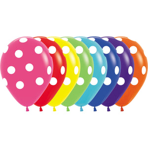 11 inch Sempertex Polka Dots Assortment Balloons with Helium Hi Float