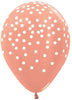 11 inch Metallic Rose Gold Confetti White Dots Balloons with Helium Hi Float