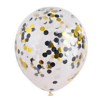 11 inch Confetti Black Gold Silver Balloon with Helium and Hi Float