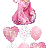 Sleeping Beauty Aurora Happy Birthday Hearts Balloon Bouquet