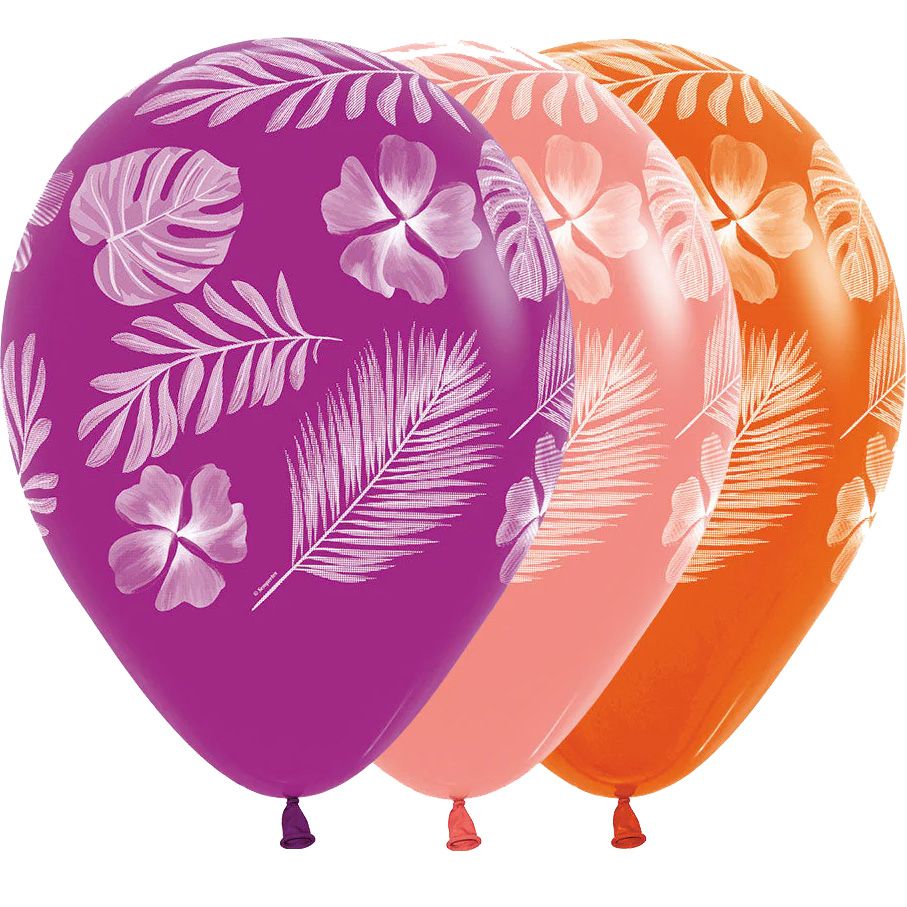 Tropical Paradice Palm Leaves Luau Hawaiian Balloons with Helium