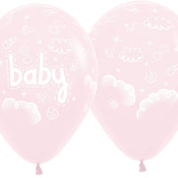 11 inch Baby Pastel Pink Clouds Balloons with Helium Hi Float