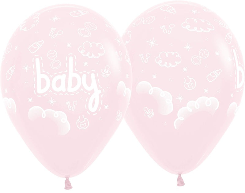11 inch Baby Pastel Pink Clouds Balloons with Helium Hi Float