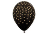 11 inch Sempertex Black Gold Dots Confetti Balloons Helium Hi Float