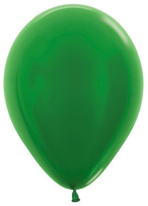 11 inch Sempertex Metallic Green Latex Balloons with Helium Hi Float