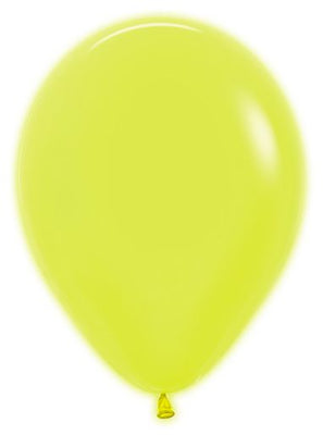 11 inch Sempetex Neon Yellow Latex Helium Balloon with Helium Hi Float