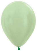 11 inch Sempertex Satin Green Latex Balloons with Helium and Hi Float