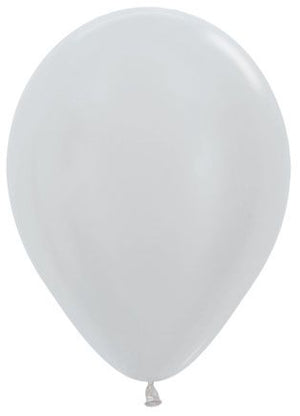 11 inch Sempertex Satin Silver Latex Balloons with Helium and Hi Float