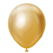 12 inch Kalisan Mirror Gold Latex Balloons with Helium and Hi Float