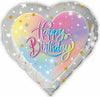 18 inch Happy Birthay Heart Pastel Ombre Balloons with Helium