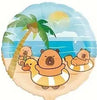 Cute Capybara Beach Car Foil Birthday Balloons with Helium