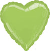 18 inch Solid Colour Lime Green Heart Shape Foil Balloons with Helium