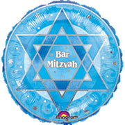 18 inch Bar Mitzvah Star of David Blue Foil Balloons with Helium