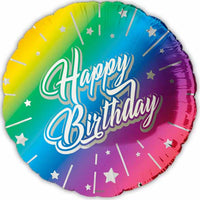 18 inch Rainbow Star Happy Birthday Foil Balloon with Helium