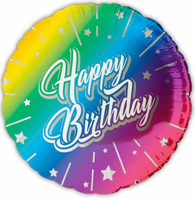 18 inch Rainbow Star Happy Birthday Foil Balloon with Helium