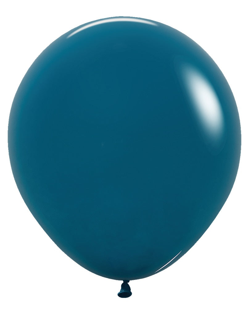 18 inch Sempertex Deluxe Deep Teal Latex Balloons with Helium Hi Float