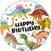 18 inch Dinosaur Happy Birthday Foil Balloon with Helium