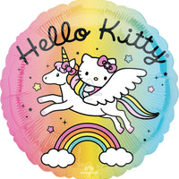 18 inch Hello Kitty Unicorn Rainbow Birthday Foil Balloons with Helium