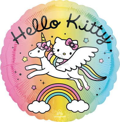 18 inch Hello Kitty Unicorn Rainbow Birthday Foil Balloons with Helium