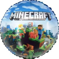 18 inch Minecraft Blue Birthday Foil Balloons with Helium