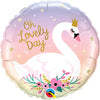 18 inch Oh Lovely Day Swan Foil Balloons with Helium