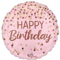18 inch Pretty Pink Rose Gold Happy Birthday Foil Balloons with Helium