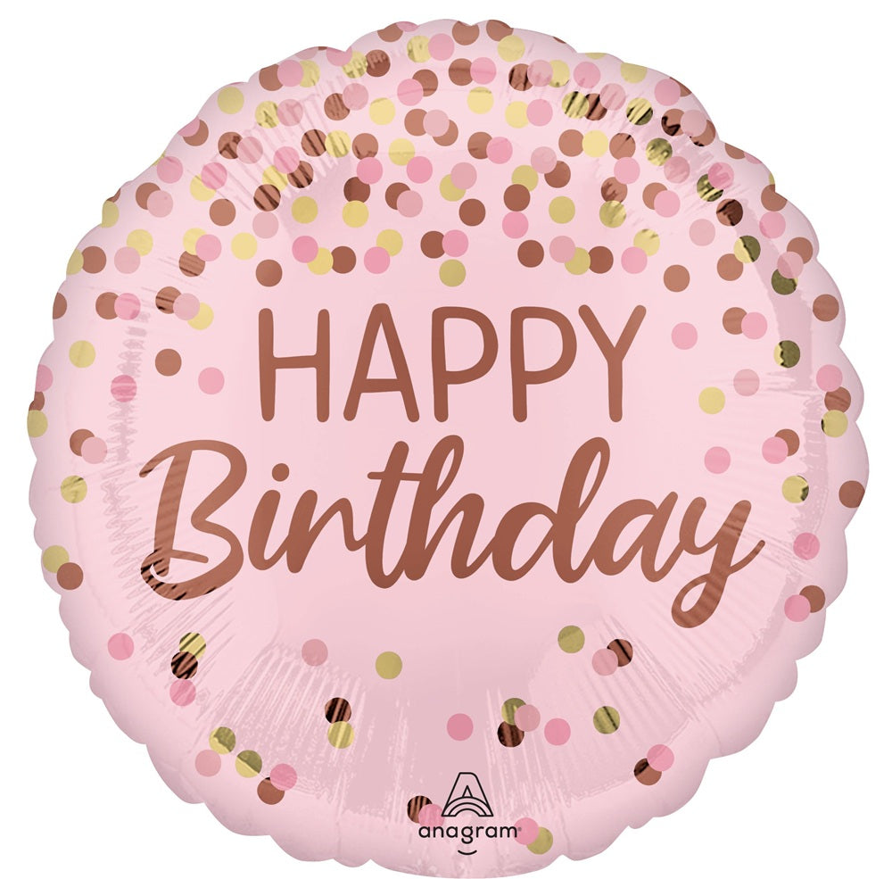 18 inch Pretty Pink Rose Gold Happy Birthday Foil Balloons with Helium