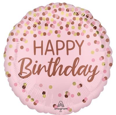 18 inch Pretty Pink Rose Gold Happy Birthday Foil Balloons with Helium