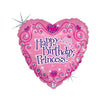 18 inch Princess Happy Birthday Heart Glitter Foil Balloons with Helium