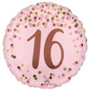 16th Birthday Pretty Pink Rose Gold Number 16 Foil Balloon with Helium