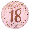 18th Birthday Pretty Pink Rose Gold Number 18 Foil Balloon with Helium