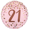 21st Birthday Pretty Pink Rose Gold Number 21 Foil Balloon with Helium
