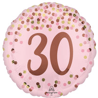 30th Birthday Pretty Pink Rose Gold Number 30 Foil Balloon with Helium