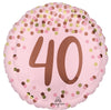 40th Birthday Pretty Pink Rose Gold Number 40 Foil Balloon with Helium