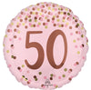 50th Birthday Pretty Pink Rose Gold Number 50 Foil Balloon with Helium