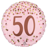 50th Birthday Pretty Pink Rose Gold Number 50 Foil Balloon with Helium