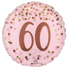 60th Birthday Pretty Pink Rose Gold Number 60 Foil Balloon with Helium