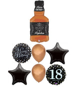 18th Birthday Whiskey Bottle Aged To Perfection Balloon Bouquet